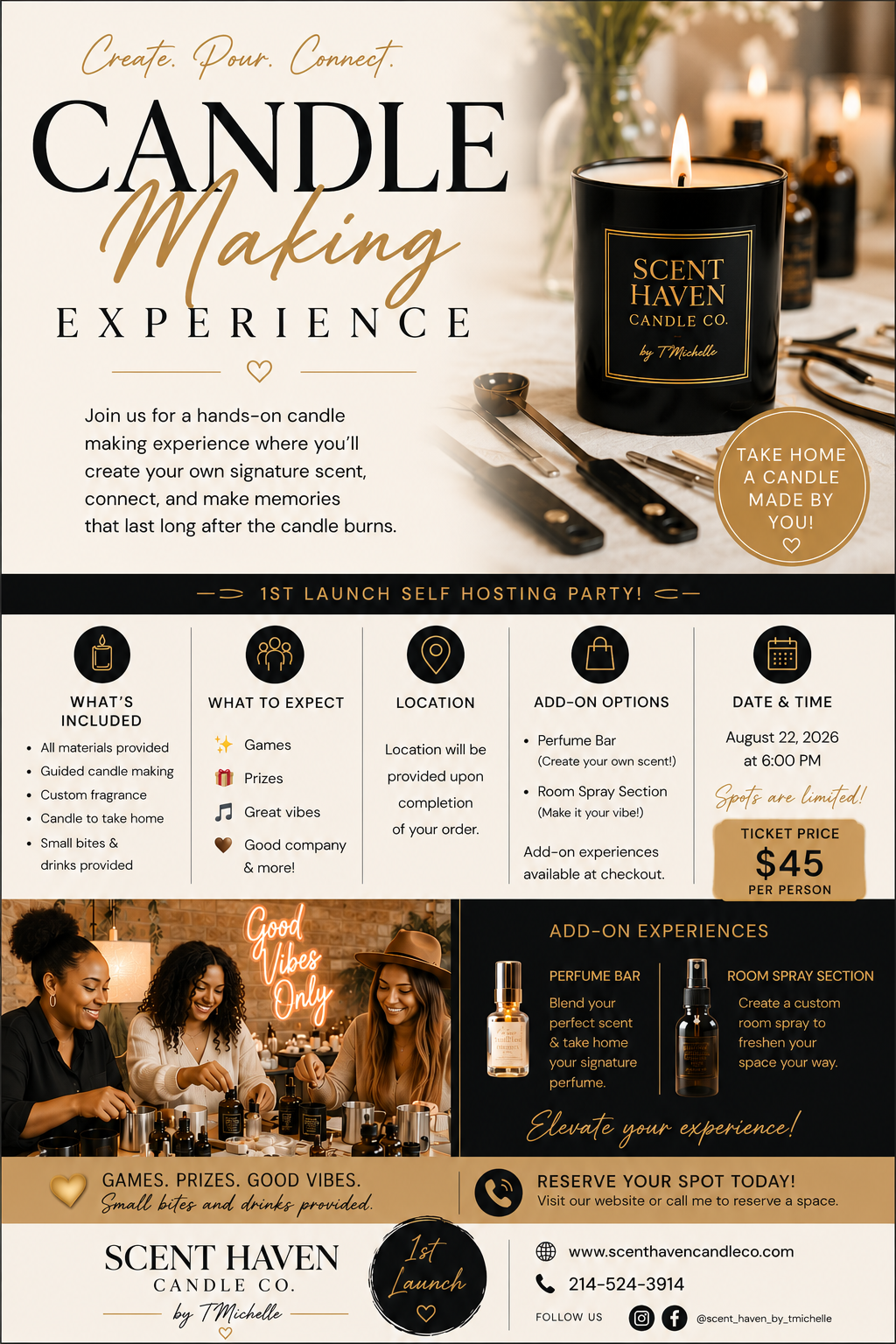 Candle Making Experience flyer – August 22, 2026