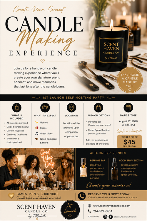 Candle Making Experience flyer – August 22, 2026