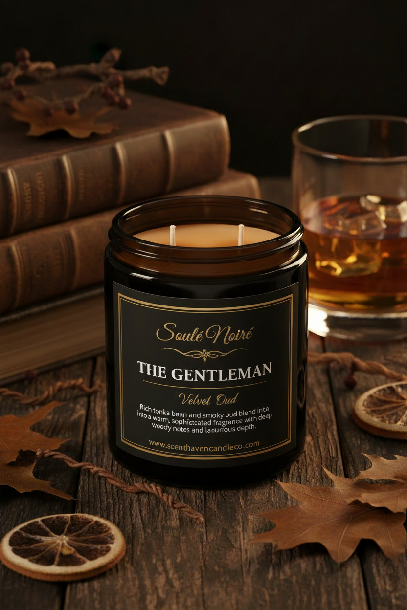 The Gentleman Velvet Oud Black Jar Three Wicks